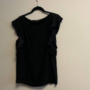 Theory Black Ruffled Sleeve Blouse